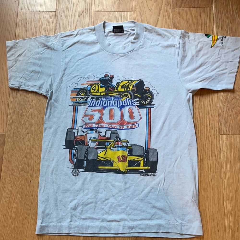 Vintage single stitch 73rd Indy car racing 500 t-shirt 80's neon printed